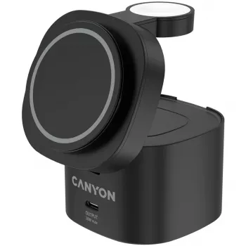 Canyon 4 az 1-ben vezeték nélküli töltőállvány, 30W max, méret: 70x70x70,3mm, tömeg: 414g, 1M kábellel, fekete