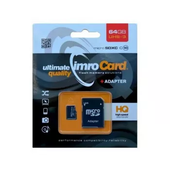 Imro microSDXC 64GB memóriakártya + SD-adapter UHS-I U3 V30