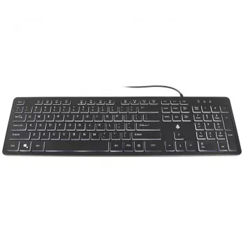 Accura Artesia ACC-K1408 háttérvilágítású vezetékes USB membrán billentyűzet, Full-Size QWERTY, többszínű LED, fekete