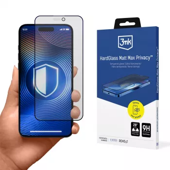 3MK HardGlass Matt Max Privacy kijelzővédő fólia Apple iPhone 16 Pro-hoz