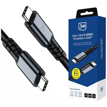 3MK PROTECTION Hyper Cable N-SERIES Thunderbolt 4 2m 48V/5A 40Gb/s 240W 8K60Hz fekete