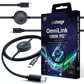 3MK PROTECTION 3mk incharge® OmniLink 100W PD fekete 1,5m USB-C - USB-C kábel