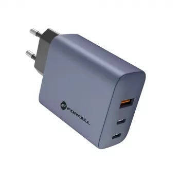 FORCELL F-ENERGY GaN VT-42B fali töltő 2x USB-C + USB-A PD QC4.0 4A 65W szürke