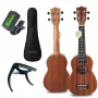 MOZOS GECKO szoprán ukulele szett – természetes fa, 12 bund, nylonszál, tartozék gigbag, hangoló, pengetők, heveder, tartalék húrok, tisztítókendő