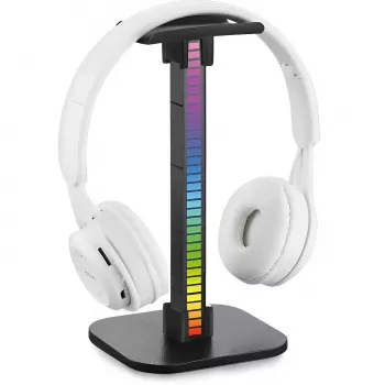 MOZOS D11 RGB LED fejhallgatótartó USB hubbal és audio csatlakozóval