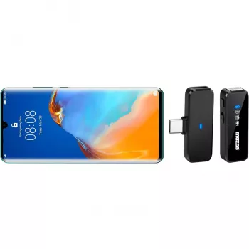 MOZOS MX2-DUAL vezeték nélküli lavalier mikrofon szett okostelefonokhoz, 2 mikrofon, 2,4 GHz, USB-C