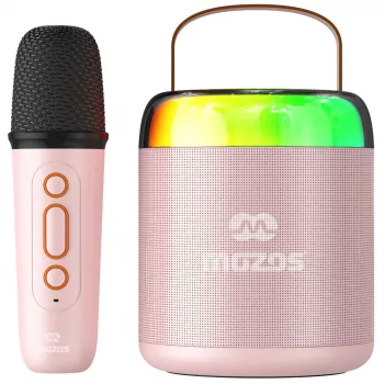 MOZOS MK rózsaszín karaoke mikrofon Bluetooth hangszóróval