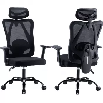 MOZOS ERGO-X ergonomikus irodai szék állítható ágyéktámasszal és fejtámasszal, fekete
