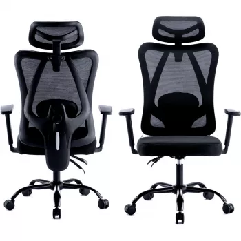 MOZOS ERGO-X ergonomikus irodai szék állítható ágyéktámasszal és fejtámasszal, fekete