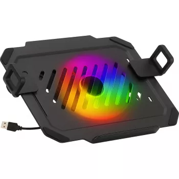 MOZOS LP-RGB laptopplatform asztali tartókhoz, VESA 75x75/100x100, fekete, RGB-világítás