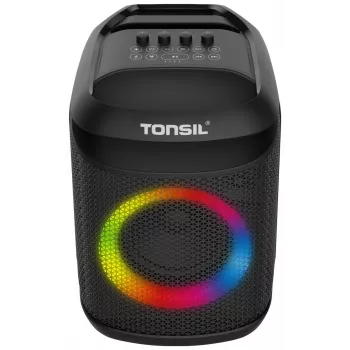 Tonsil Party Dance 800 hordozható Bluetooth-partihangfal karaoke-val, disco-LED-del, 80 W RMS, 2x8 inches mélynyomókkal, fekete