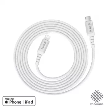 Crong Armor Link USB-C - Lightning gyorstöltő MFi kábel 150cm fehér