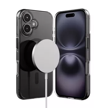 Crong Clear MAG Pro tok Apple iPhone 16-hoz, MagSafe, fekete