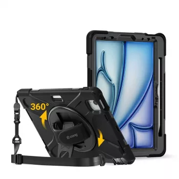 Crong Defender Plus tok iPad Air 11 inch M3 (2025) / M2 (2024) fekete