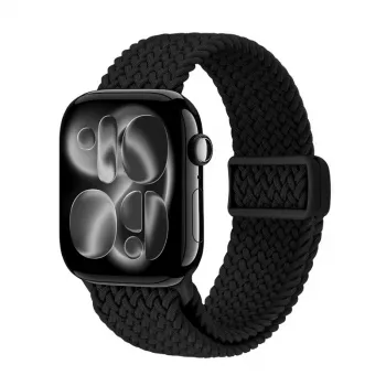 Crong Wave Band fonott szíj Apple Watch 38/40/41/42 mm-hez (fekete)