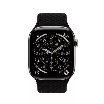 Crong Wave Band fonott nylon szíj Apple Watch 44/45/46/49 mm-hez (fekete)