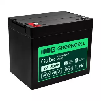 GREEN CELL Greencell AGM VRLA 12V 80Ah karbantartásmentes akkumulátor UPS-hez, mérlegekhez, lakóautókhoz (260x168x216mm)