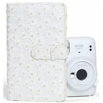 LOVEINSTANT fotóalbum Fujifilm Instax Mini / Xiaomi / Polaroid / Canon / HP / Kodak-höz - fehér hímzett