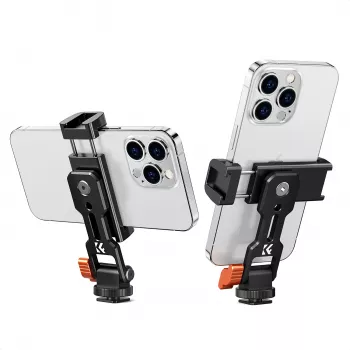 K&F Concept KF31.094 MS18 okostelefon-állványtartó - 360°-ban forgatható fém telefontartó 1/4 inch menettel, Arca-Swiss alappal, hidegcipővel, fekete