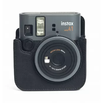 LOVEINSTANT kameratáska Fujifilm Instax Mini 41-hez - fekete PU-bőr védőtok vállpánttal