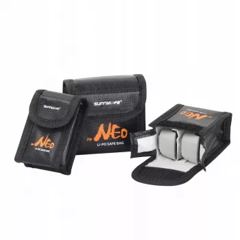 SUNNYLIFE tűzálló LiPo akkutároló táska DJI Neo / Neo 2 drónhoz, 3 akkumulátor fér bele, fekete