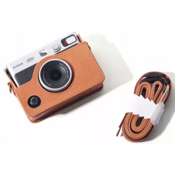 LOVEINSTANT 5 az 1-ben készlet: védőtok + edzett üveg + 64 zsebes fotóalbum + fotótasak + keretek Fuji Instax Mini Evo-hoz / barna