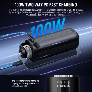 NEEWER PH74E power bank markolat 100W COB LED lámpához USB-C DC