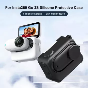 PULUZ szilikon védőtok objektívsapkával Insta360 GO 3 / GO 3S-hez – fekete (PU772B)