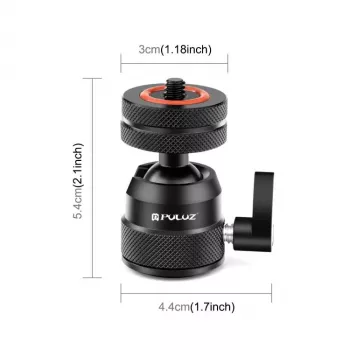 PULUZ gömbfej kamerához 3D 1/4 inch menet 2x hidegcípő ISO 3 kg-ig PU1057B