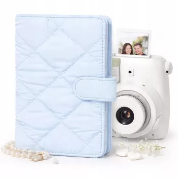 LOVEINSTANT fotóalbum 108 fényképhez Fujifilm Instax Mini 12 40 11 9 8 7 Evo LiPlay Link kompatibilis, kék steppelt