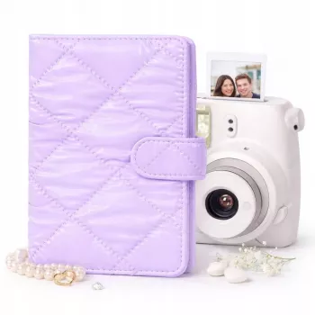 LOVEINSTANT fotóalbum 108 fényképhez Fujifilm Instax Mini 12 40 11 9 8 7 Evo LiPlay Link kompatibilis, lila steppelt