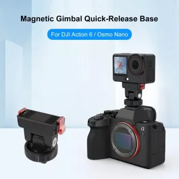 PULUZ PU1071B mágneses gyorscserélő rögzítés 1/4 és ISO DJI Osmo Action 6 / Nano-hoz