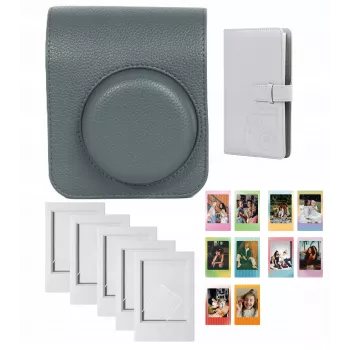 LOVEINSTANT 4 az 1-ben készlet: védőtok, fotóalbum (96 fotó), keret és matrica Fujifilm Instax Mini 41-hez - szürke