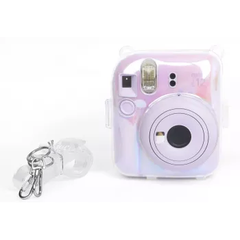LOVEINSTANT 2 az 1-ben szett tok huzat táska Fuji Instax Mini 12 fotótároló doboz átlátszó csillogó