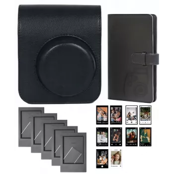 LOVEINSTANT 4 az 1-ben kiegészítő készlet Fujifilm Instax Mini 41-hez - fekete táska, album, keret és matrica