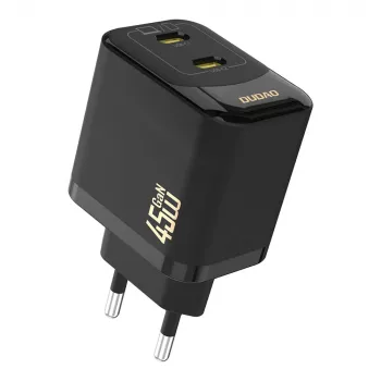Dudao A28PEU GaN 45W PD 2xUSB-C fali töltő fekete