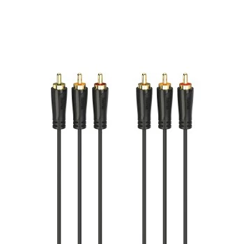 HAMA 3x RCA - 3x RCA audio-/videokábel 3m, aranyozott csatlakozók