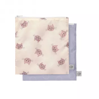 Lassig Snack Bag készlet, 2 darabos, Tiny Team Cat, újrahasználható cipzáras tasakok
