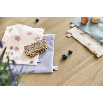 Lassig Snack Bag készlet, 2 darabos, Tiny Team Cat, újrahasználható cipzáras tasakok
