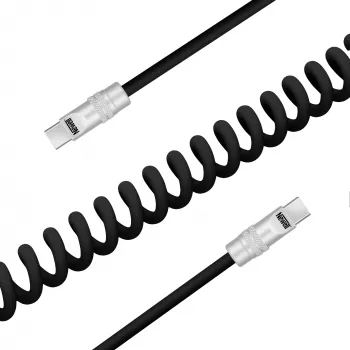 Newell USB-C - USB-C kábel 100W 1,5m szilikon spirálkábel fekete