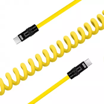 Newell USB-C - USB-C kábel 100W, 1,5m, szilikon, tekercselt, sárga-fekete