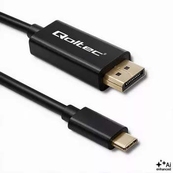 Qoltec USB-C - DisplayPort kábel 1 m - 5K 60Hz - fekete