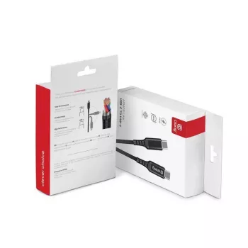 Crong Armor Link USB-C - USB-C kábel 100W PD 5A 200cm fekete