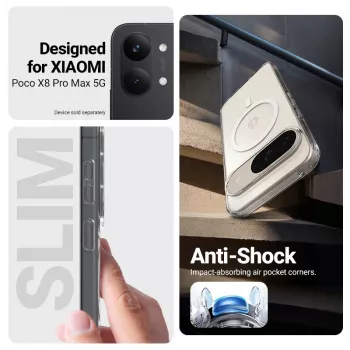 Crong Hybrid Clear Magnetic tok Xiaomi POCO X8 Pro Max 5G-hez, átlátszó, MagSafe-kompatibilis