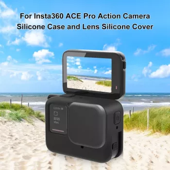 PULUZ szilikon védőtok objektívsapkával Insta360 Ace Pro-hoz, fekete
