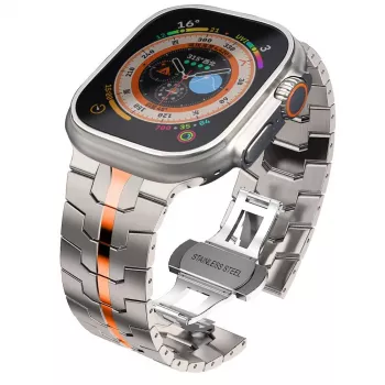 TECH-PROTECT STAINLESS LINE Apple Watch szíj 44/45/46/49 mm titán/narancs