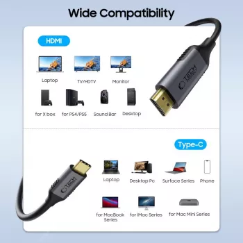 TECH-PROTECT UltraBoost USB-C – HDMI 2.0 kábel 4K 60Hz 180cm fekete