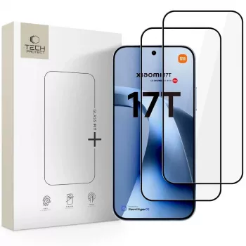 Tech-Protect Glass Fit+ 2 darabos kijelzővédő fólia Xiaomi 17T készülékhez, fekete