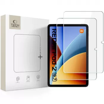 TECH-PROTECT Glass Fit+ edzettüveg kijelzővédő fólia Xiaomi Redmi Pad 2 9.7 készülékhez - 2 darabos csomag átlátszó