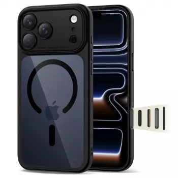 TECH-PROTECT MagPeak MagSafe hibrid hátlap Apple iPhone 17 Pro Max készülékhez, fekete/átlátszó